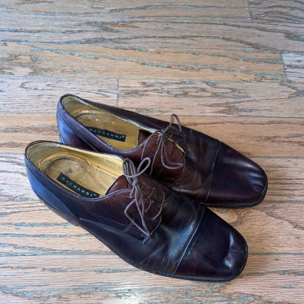 Vintage Magnanni Oxford Shoes Dark Brown Toscana Global Italy Super Prime 9-10